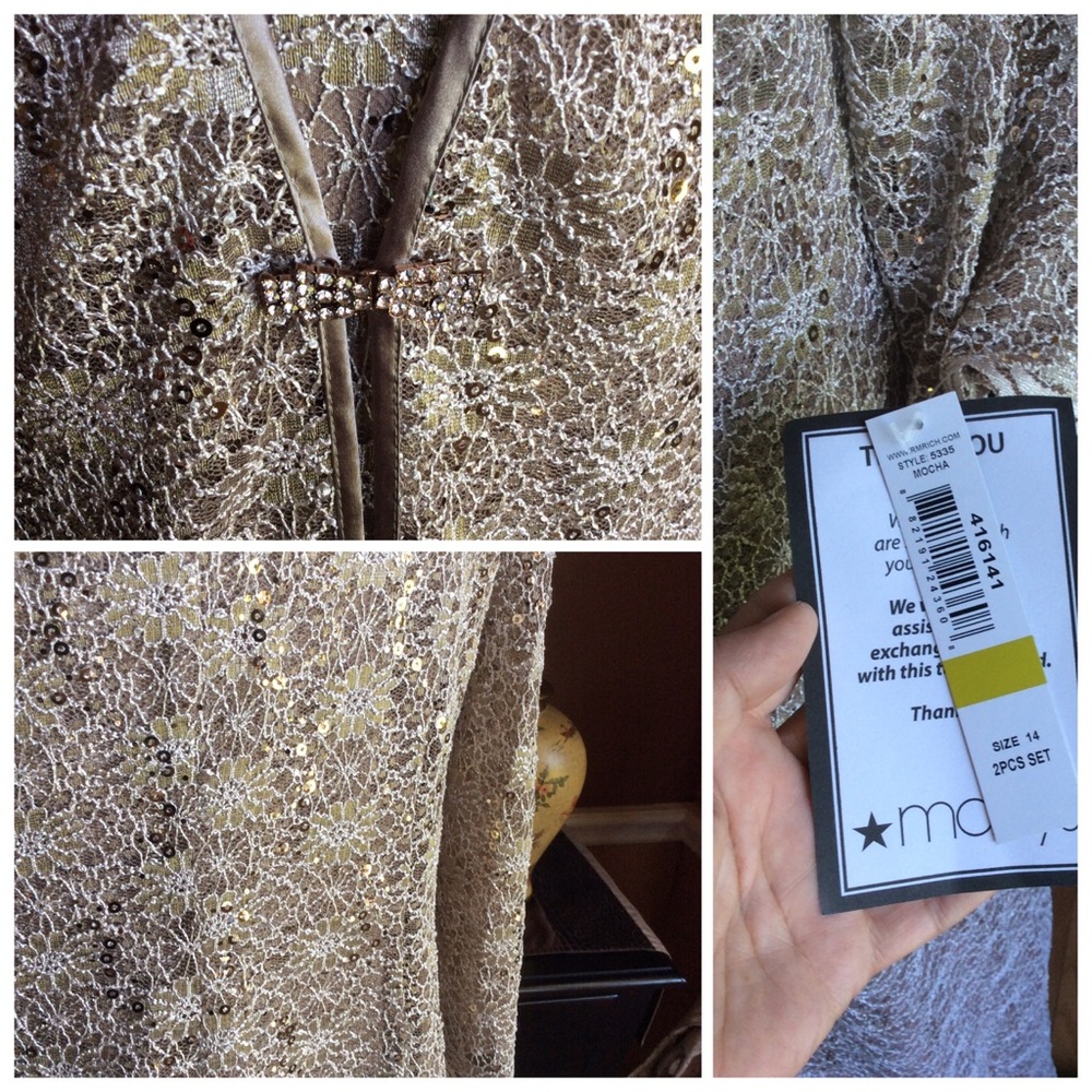 R&M Richards Sequin Lace Sheath Dress & Jacket - Picture 3 of 6